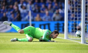 Asmir Begovic concedes a goal.