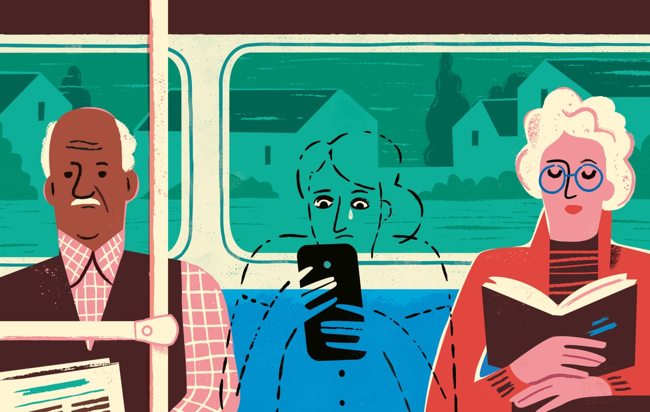 Illustration of people sitting on a train