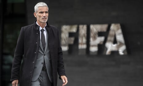 Craig Foster out the front of the Fifa headquarters in Switzerland