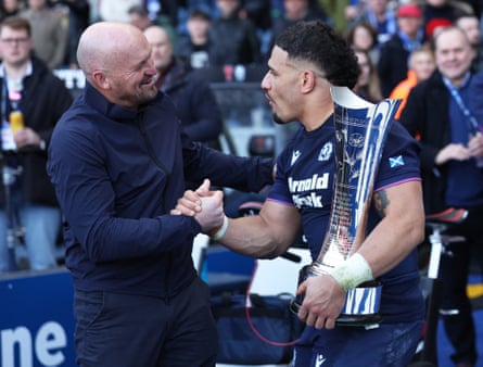 Sione Tuipulotu and head coach Gregor Townsend