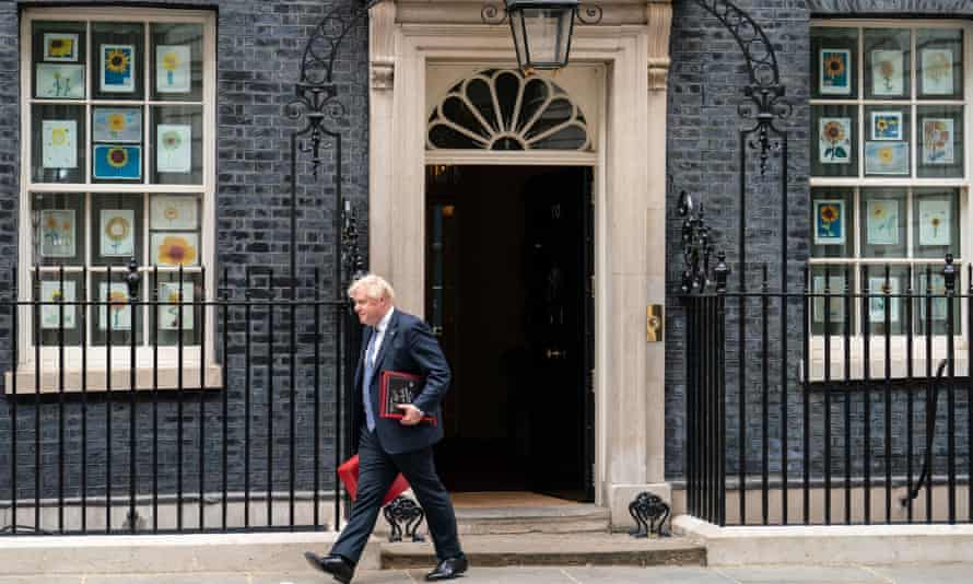 Boris Johnson leaving Downing Street earlier today.