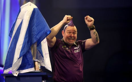 Peter Wright reacts after winning the final.