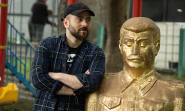 Giorgi Kandelaki with the statue of Stalin in Mukhrani last week.