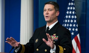 Dr Ronny Jackson speaks about the physical exam at a White House briefing.
