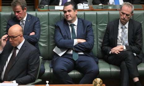 (Back row, left to right): Liberal frontbenchers Dan Tehan, Michael Sukkar and David Coleman are tipped to lose their seats, according to a YouGov poll.