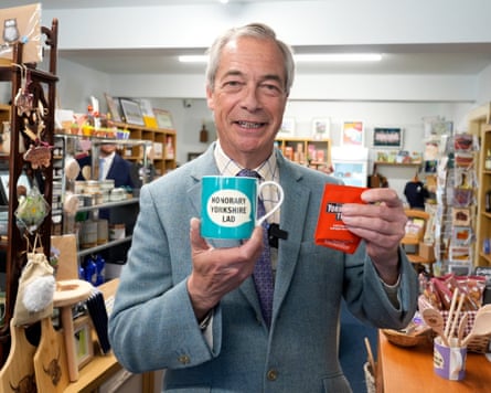 Reform UK leader Nigel Farage during a visit to Denby Dale in Kirklee on Wednesday