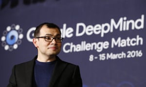 DeepMind CEO de Google Demis Hassabis en el partido entre el campeón desafío AlphaGo humana Lee Sedol, y el equipo de Deepmind