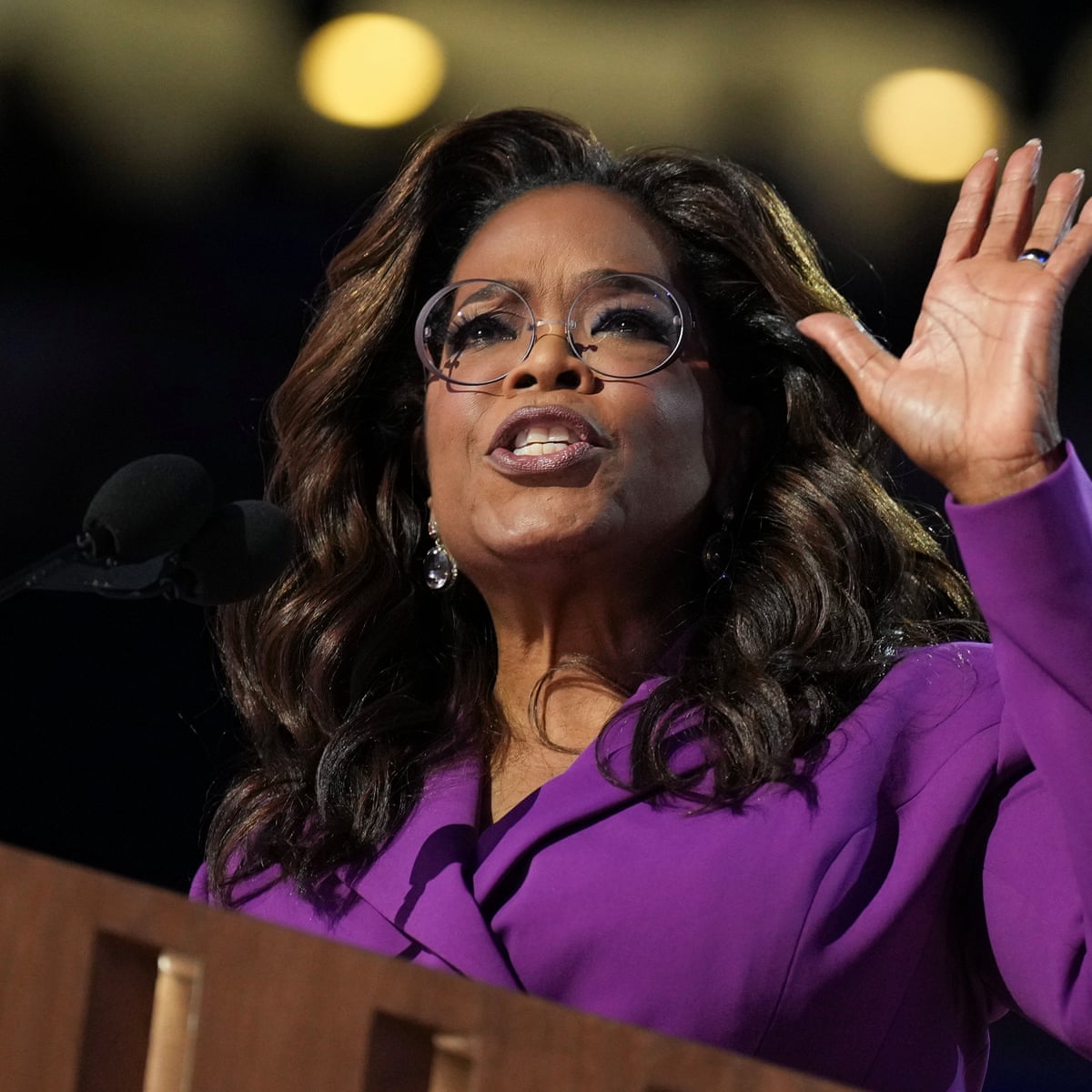Oprah Winfrey takes swipe at Vance's 'childless cat lady' comment in surprise DNC appearance | US elections 2024 | The Guardian