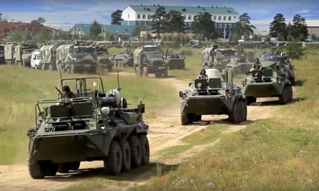 Russian defence ministry image shows armoured personnel carriers in eastern Siberia.