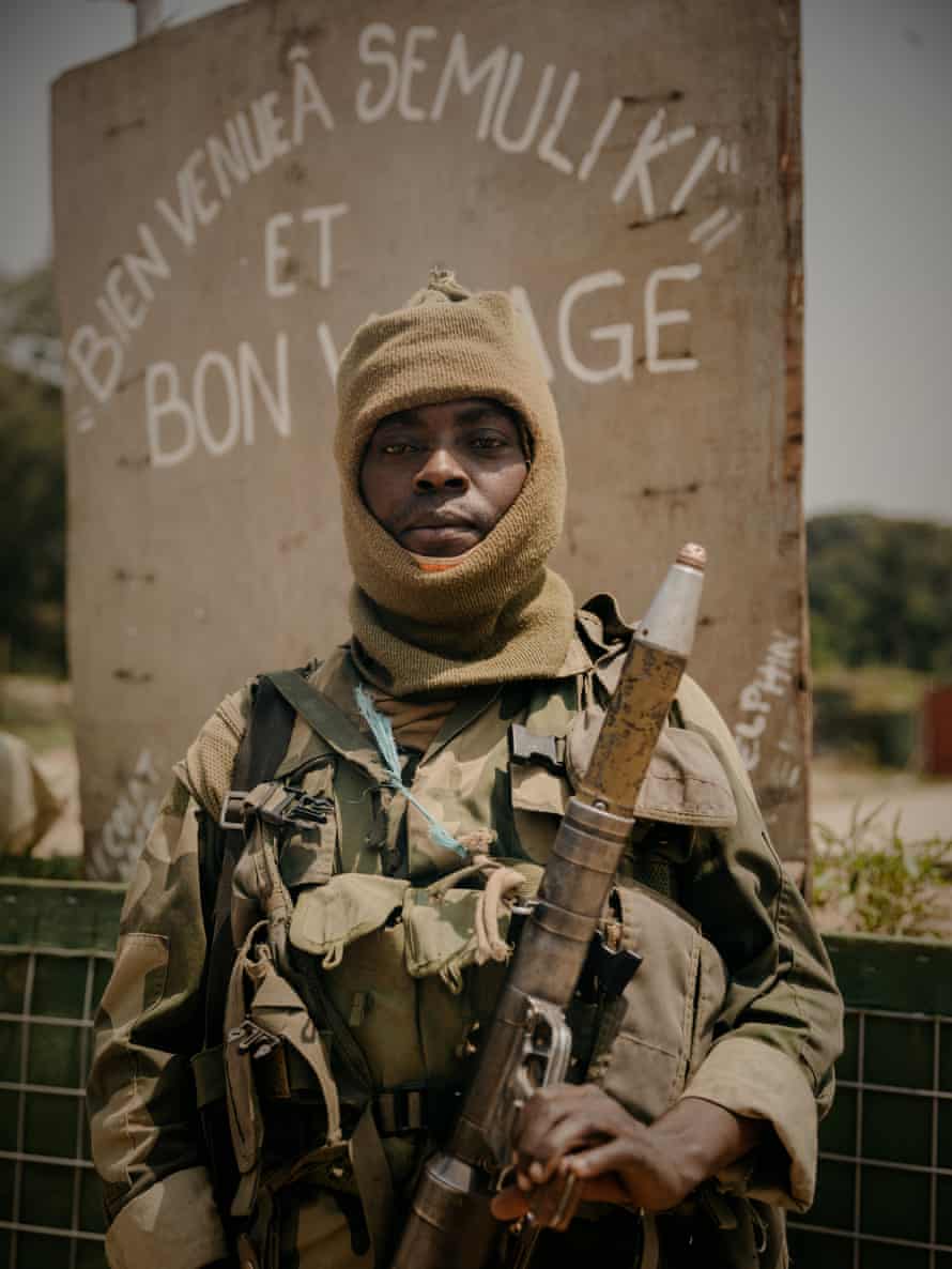 A FARDC soldier at a former UN base on the Mbau-Kamango road