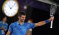 Novak Djokovic celebrates his victory over Tommy Paul in the semi-finals of the Australian Open