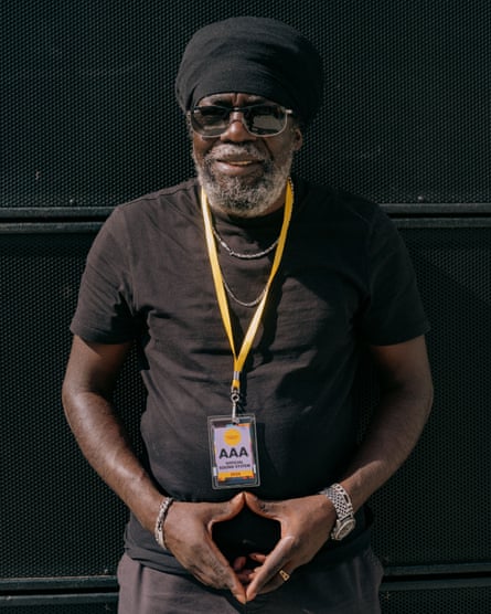 Aba Shanti-I posing in front of his famous sound system