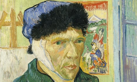 a detail of Vincent van Gogh’s Self-Portrait with Bandaged Ear, 1889