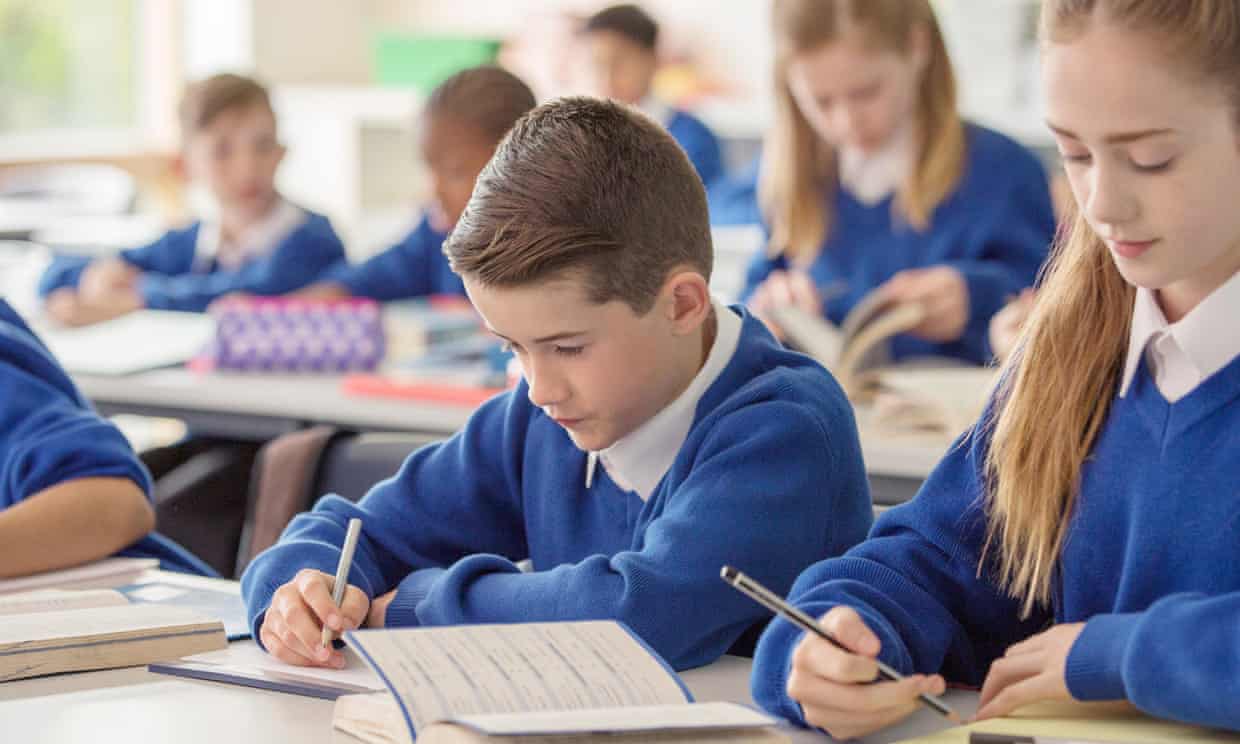 English primary schoolchildren in class