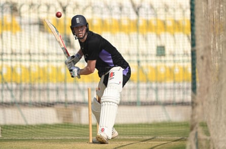 England’s Zak Crawley bats in the nets.