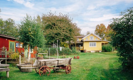 Once a farm, now a hotel, the garden area of Lugnåsberget Ekohotell in West Sweden.