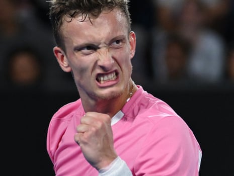 Jiri Lehecka reacts during his third round victory over Benjamin Bonzi.