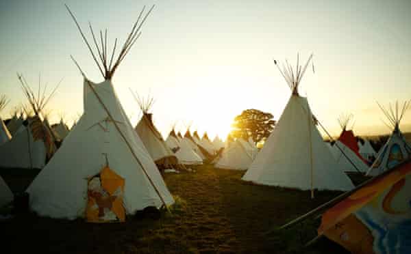 Tipis at the Glastonbury festival in 2011.