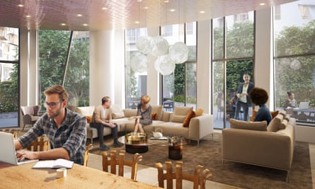 An artist’s impression of the Gehry designed residents’ lounge.