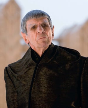 Leonard Nimoy returned as Spock in 2009, wearing an unstructured suit designed by Michael Kaplan.