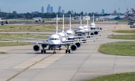 Planes on the tarmac at Heathrow airport.