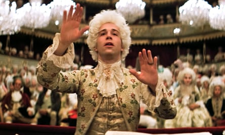 Tom Hulce as Mozart in Amadeus, whose soundtrack was recorded by Marriner.