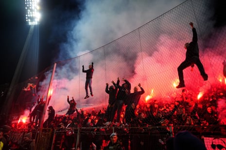 The players and fans of Bosnia and Herzegovina go wild!