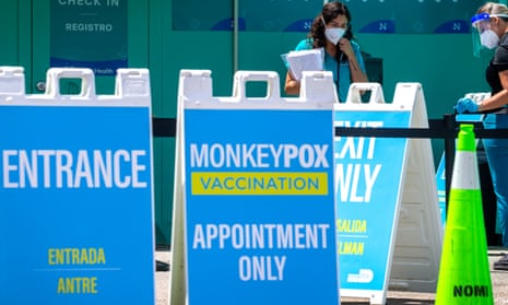 Signs outside a vaccination clinic in Tropical Park, Miami, Florida, last week.