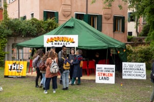 Richard Bell at the 58th Biennale di Venezia. He has created the Aboriginal Embassy in one of the gardens near to the main exhibition area.