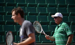 Ivan Lendl puts Andy Murray through his paces in a training session at Roland Garros.