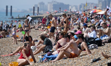 Beachgoers in Brighton