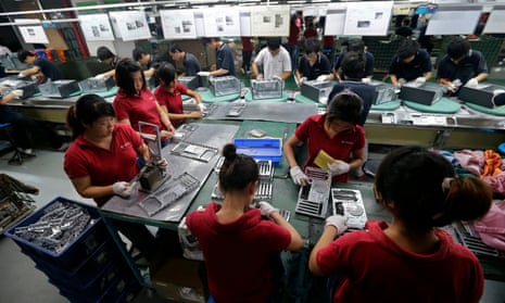 Workers at a Foxconn factory in China.