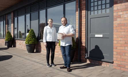 Chef James Sommerin with his daughter and sous chef, Georgia, outside their restaurant in Penarth, south Wales.