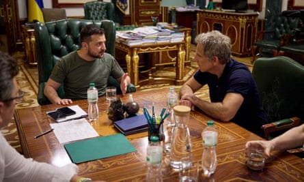 Hollywood actor Stiller meets Ukraine’s President Zelenskiy in Kyiv, Ukraine on 20 June 2022.