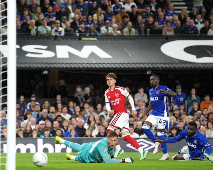 Max Dowman doubles up for Arsenal’s back-ups to beat Ipswich in Carabao Cup
