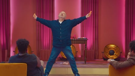 Pushing his fellow contestants to the brink … Bob Mortimer on Last One Laughing UK.