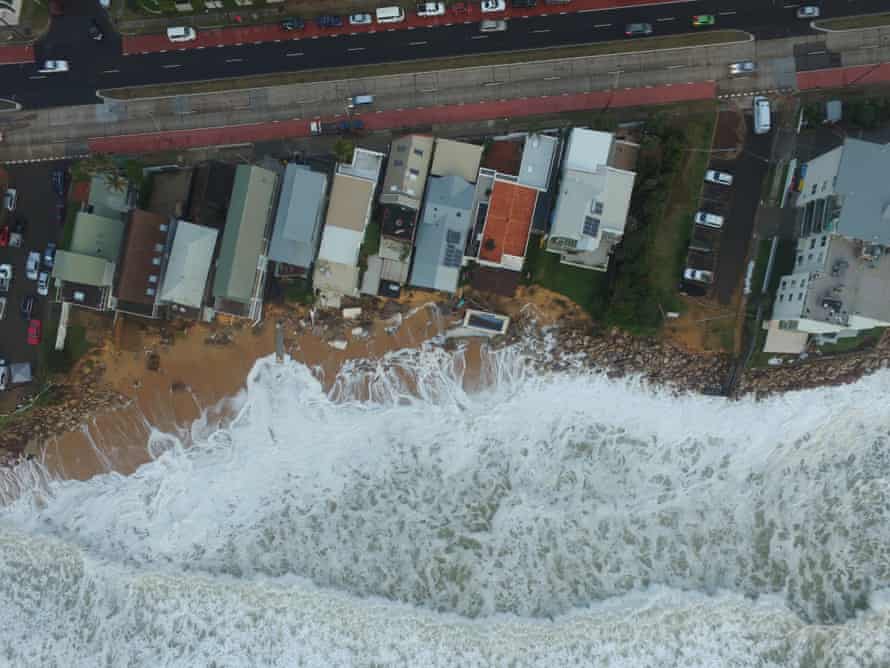 Drone footage taken over Collaroy Beach, New South Wales, on Monday 6 June 2016 shows damage caused by severe storms over the weekend. Images provided by the UNSW Water Research Laboratory