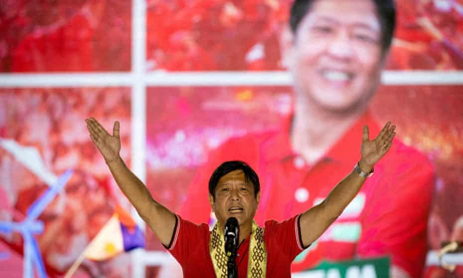 Ferdinand ‘Bongbong’ Marcos Jr at a campaign rally prior to his election as the new president of the Philippines.