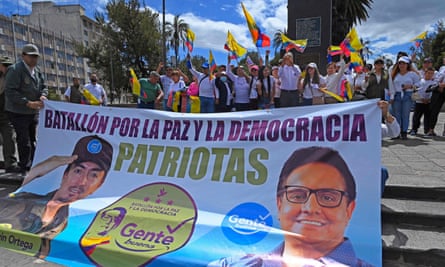 Supporters of Villavicencio take part in a demonstration in Quito on 1 August.