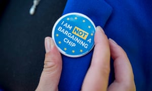 A badge at a protest against Brexit