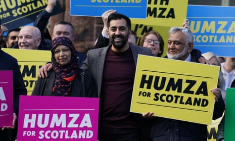 The SNP leadership candidate Humza Yousaf at a campaign event in Glasgow
