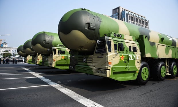 A formation of Dongfeng-41 intercontinental strategic nuclear missiles