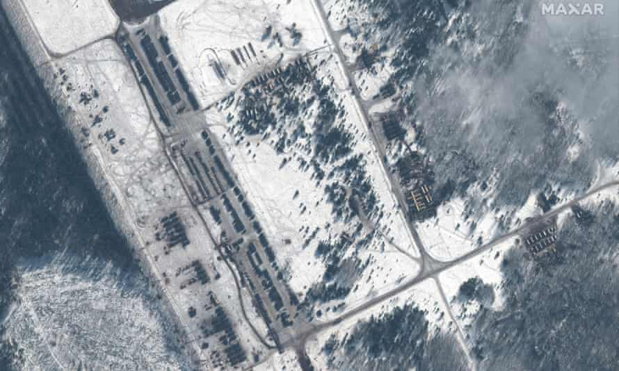 Deployments at Zyabrovka (AKA Pribytki) airfield in Gomel, Belarus, 25km from the border with Ukraine, on 10 February.