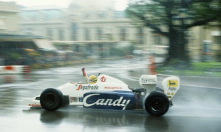 Ayrton Senna in action during the 1984 Monaco Grand Prix for the Toleman team