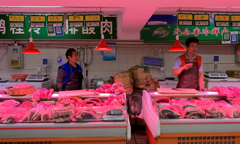 Pork vendors in Beijing, China