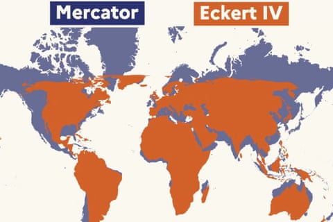 A comparison of the Mercator and the Eckert IV maps