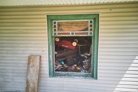 Debris is seen inside the home where authorities say they removed 16 children and arrested four adults in Hamden, Ohio.