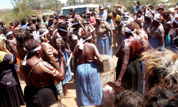 Women perform a traditional dance at the commemoration of the 75th Anniversary of the Coniston Massacre at Brooks Soak north of Alice Springs in 2003.
