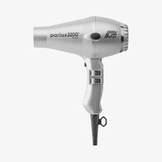 Parlux 3200 Plus hairdryer in silver-white.