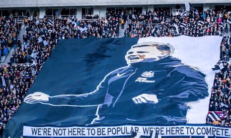 Newcastle supporters' banner featuring Newcastle United manager Eddie Howe
